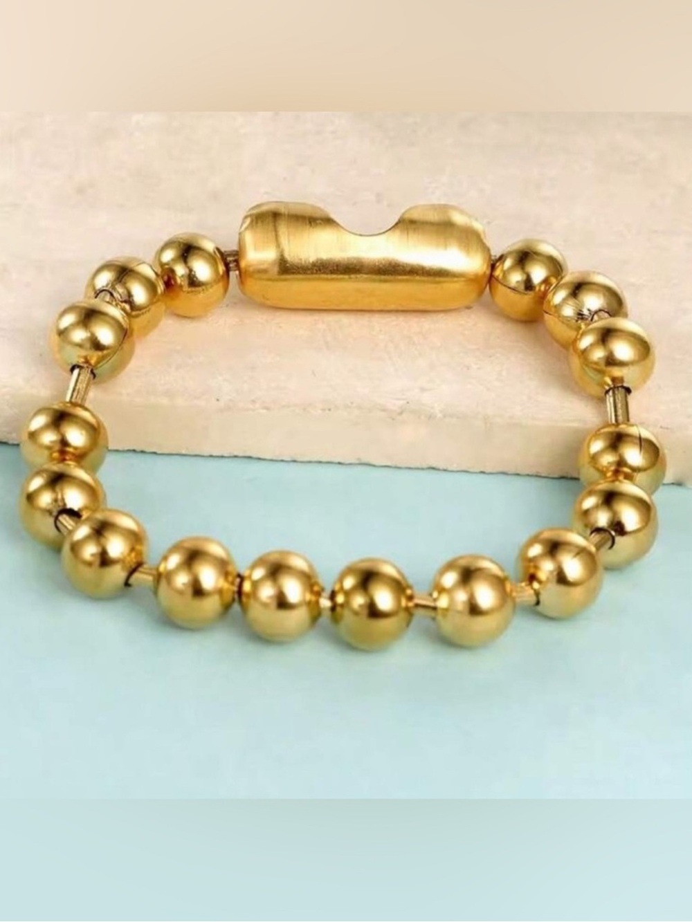 Gold Plated Stainless Steel 8mm Bead Bracelet